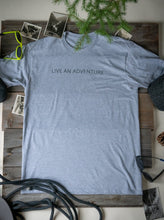 Load image into Gallery viewer, grey live an adventure glacier raft company t-shirt