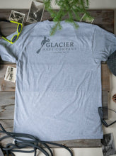 Load image into Gallery viewer, back of grey live an adventure glacier raft company t-shirt