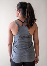 Load image into Gallery viewer, model showing back of grey live an adventure tank top