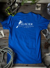 Load image into Gallery viewer, back of blue glacier rafting live an adventure t-shirt