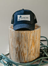 Load image into Gallery viewer, navy blue herringbone glacier rafting curved brim hat