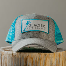 Load image into Gallery viewer, Grey and Aqua Glacier Raft Company Hat