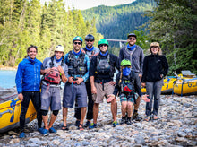 Load image into Gallery viewer, Glacier Raft Company guides wearing our men's NRS guide shorts