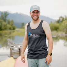 Load image into Gallery viewer, Glacier Raft Company in Golden BC sleeveless t-shirt in grey