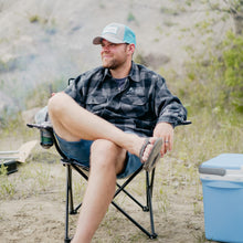 Load image into Gallery viewer, Glacier Raft Company wrangler plaid fleece in grey