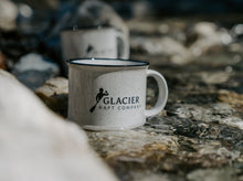 Load image into Gallery viewer, ceramic mug with glacier raft company logo

