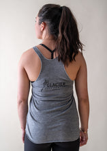 Load image into Gallery viewer, model showing back of grey live an adventure tank top
