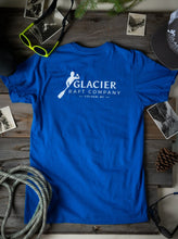 Load image into Gallery viewer, back of blue glacier rafting live an adventure t-shirt
