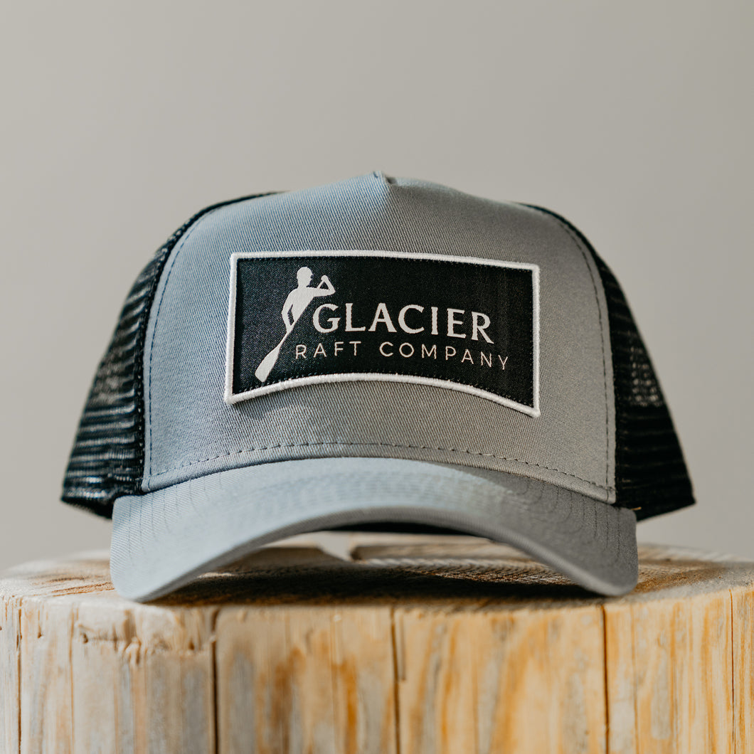 black and grey Glacier Raft Company Hat