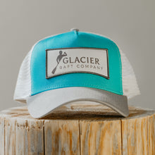 Load image into Gallery viewer, aqua and grey glacier raft company hat

