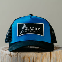 Load image into Gallery viewer, royal blue and black Glacier Raft Company hat
