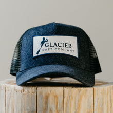 Load image into Gallery viewer, navy herringbone Glacier Raft Company hat
