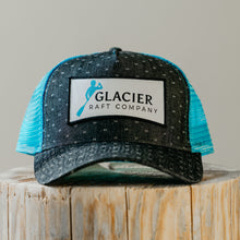Load image into Gallery viewer, Glacier Raft Company grey and teal hat 
