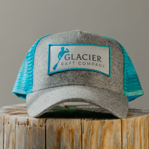 Grey and Aqua Glacier Raft Company Hat