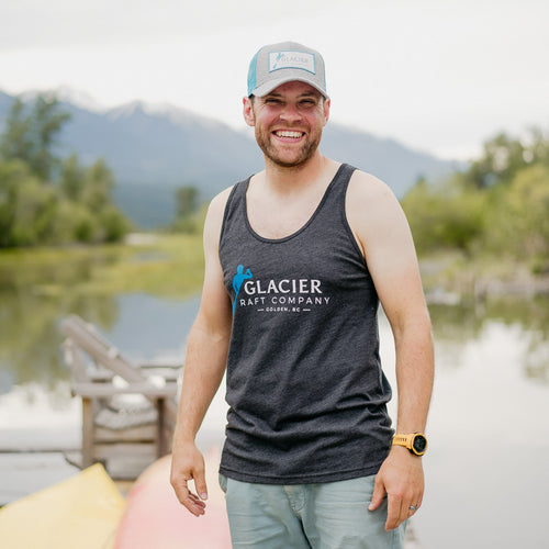 Glacier Raft Company in Golden BC sleeveless t-shirt in grey